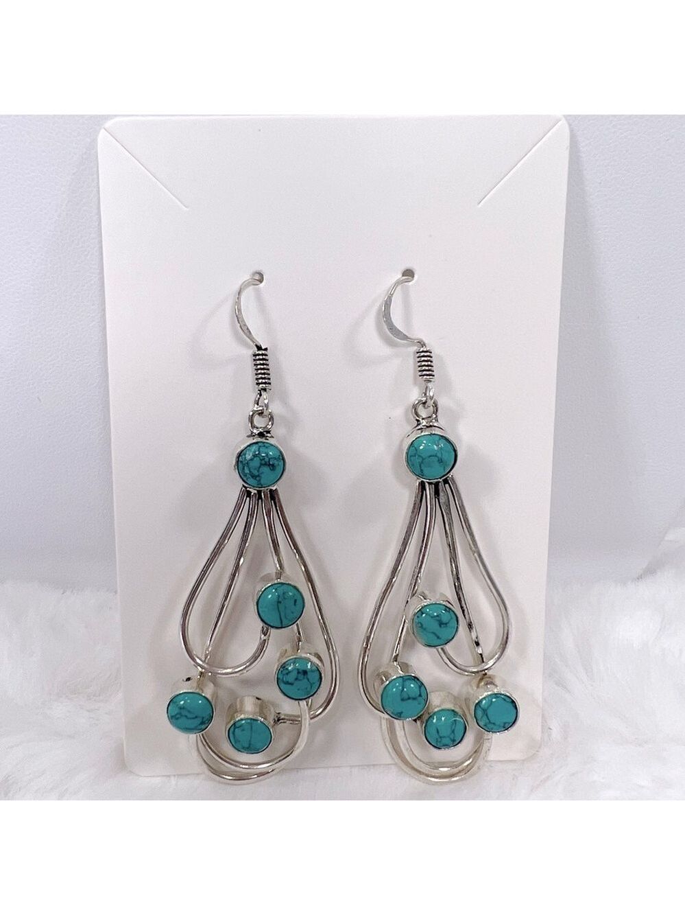 Turquoise Synthetic Gemstone 925 Earrings